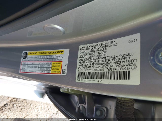 1HGCV2F33MA021812 Honda k20c4