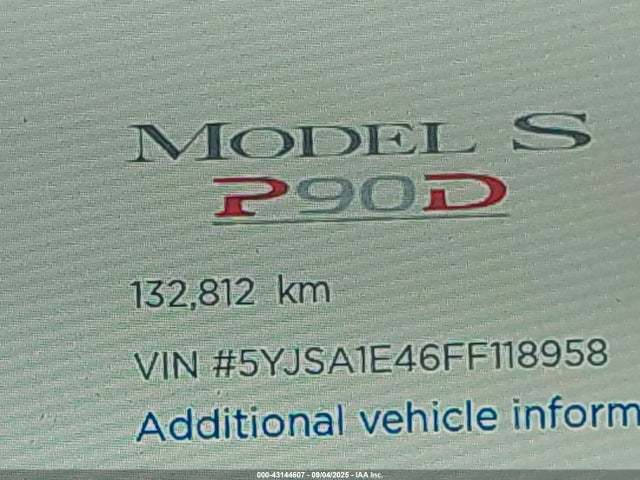 5YJSA1E46FF118958 Tesla MODEL S