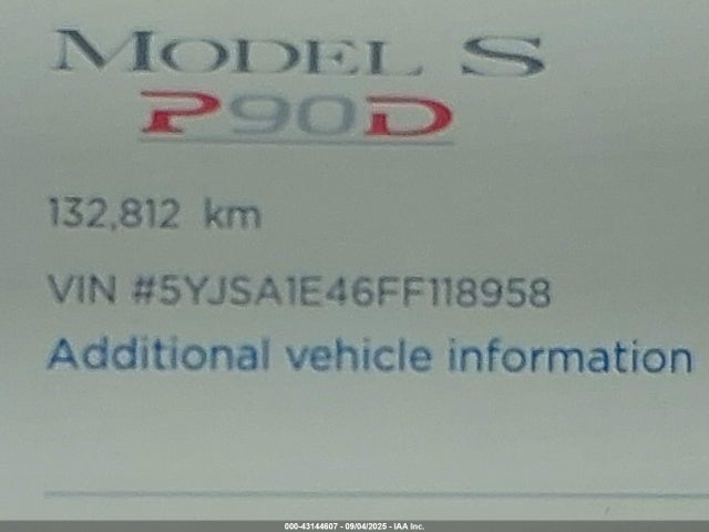 5YJSA1E46FF118958 Tesla MODEL S