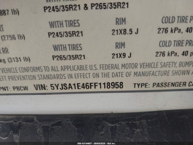5YJSA1E46FF118958 Tesla MODEL S