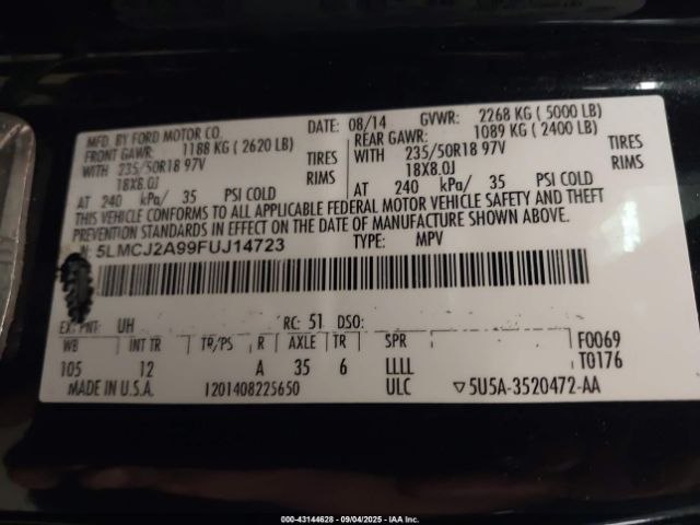 2015 LINCOLN MKC 5LMCJ2A99FUJ14723 Photo 8