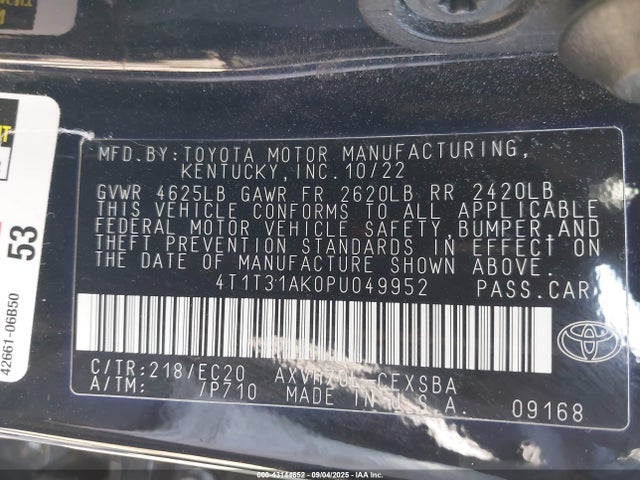 Toyota a25a-fxs, 3nm 2023 4T1T31AK0PU049952 Image 9