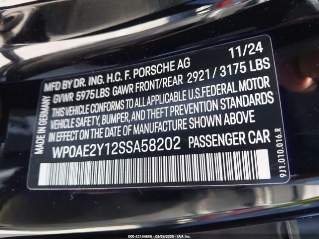 2025 PORSCHE TAYCAN WP0AE2Y12SSA58202 Photo 8