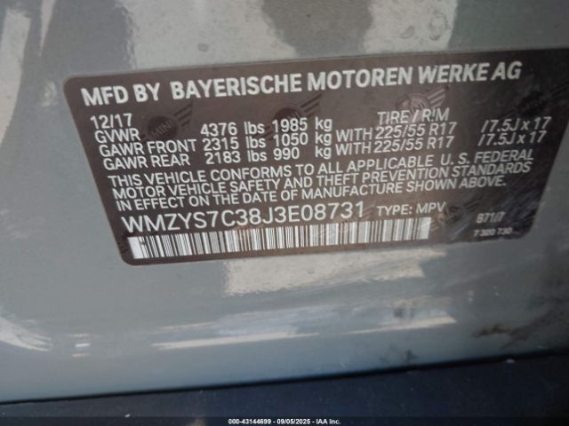 2018 MINI COUNTRYMAN WMZYS7C38J3E08731 Photo 8