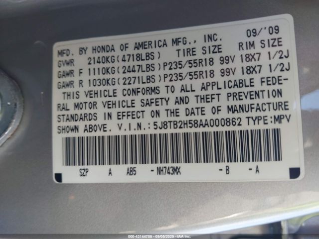 2010 ACURA RDX 5J8TB2H58AA000862 Photo 8