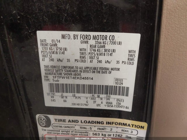 Ford 2014 2014 1FTFW1ET4EKD45514 Image 9