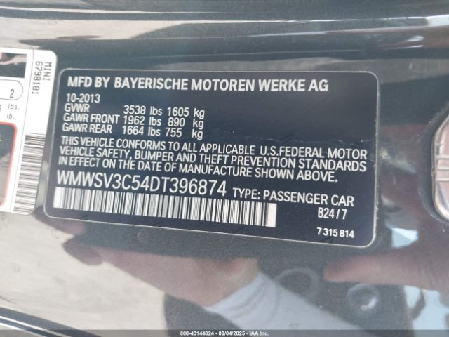 2013 MINI HARDTOP WMWSV3C54DT396874 Photo 8