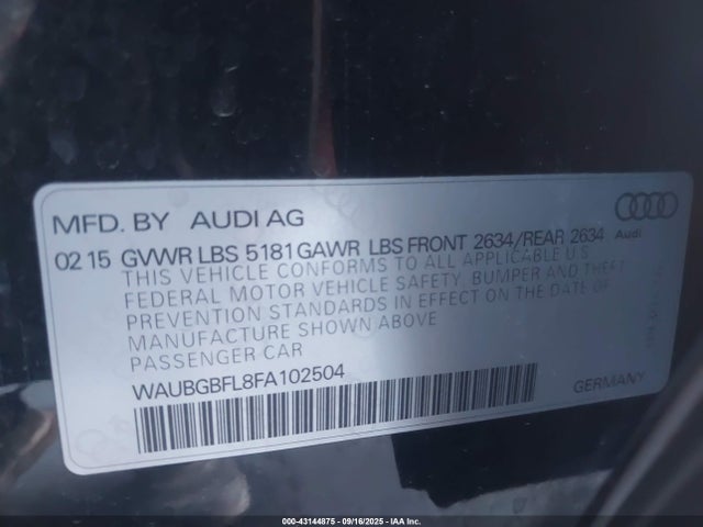 2015 AUDI S4 WAUBGBFL8FA102504 Photo 8