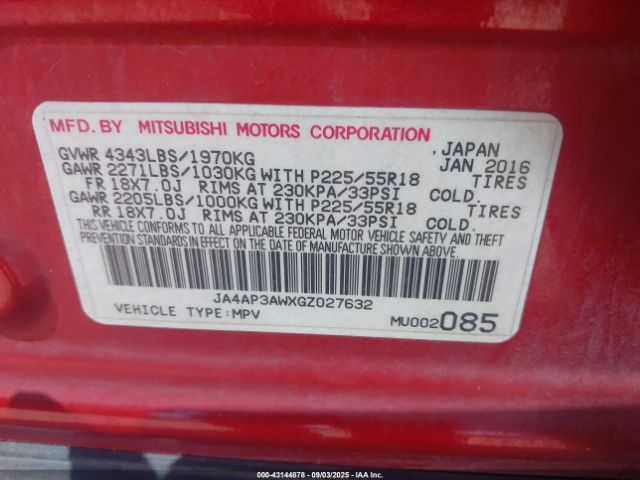 2016 MITSUBISHI OUTLANDER SPORT JA4AP3AWXGZ027632 Photo 8