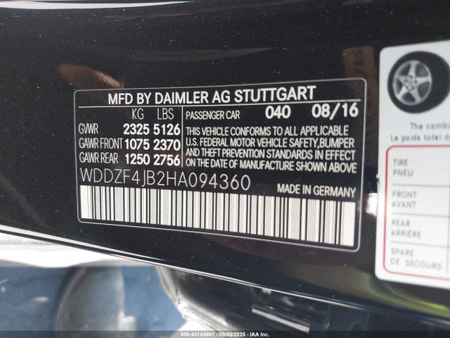 WDDZF4JB2HA094360 Mercedes-Benz m274
