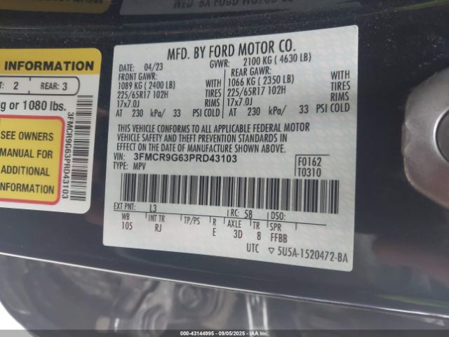 2023 FORD BRONCO SPORT 3FMCR9G63PRD43103 Photo 8