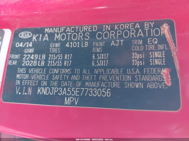 KNDJP3A55E7733056 KIA dohc gdi nu