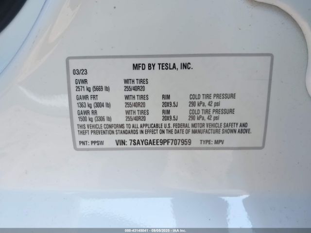 2023 TESLA MODEL Y 7SAYGAEE9PF707959 Photo 8