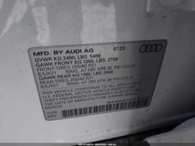 2023 AUDI Q5 SPORTBACK WA15AAFY0P2197072 Photo 8