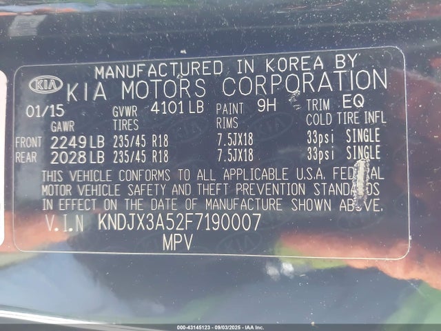 KNDJX3A52F7190007 KIA dohc gdi nu