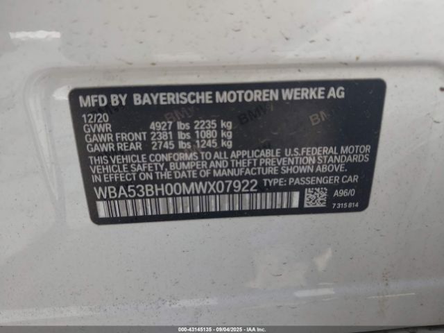 2021 BMW 530I WBA53BH00MWX07922 Photo 8