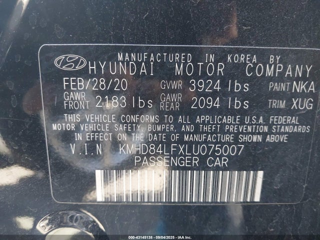 Hyundai mpi nu 2020 KMHD84LFXLU075007 Image 9