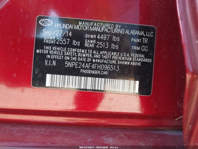 5NPE24AF4FH096513 Hyundai dohc gdi theta-ii