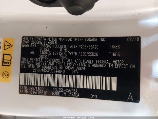 2T2BZMCAXJC144040 Lexus 2gr-fks