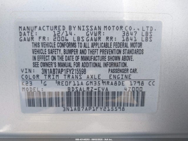 Nissan 2015 2015 3N1AB7AP1FY215598 Image 9