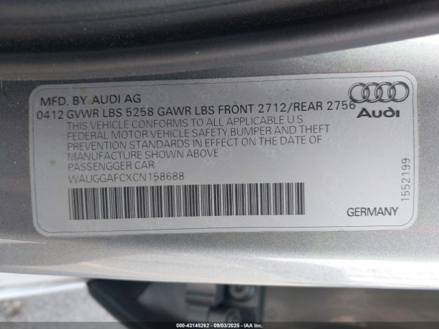 2012 AUDI A6 WAUGGAFCXCN158688 Photo 8