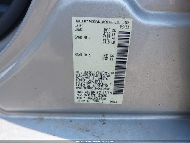 Nissan 2023 2023 1N4BL4DV8PN374338 Image 9