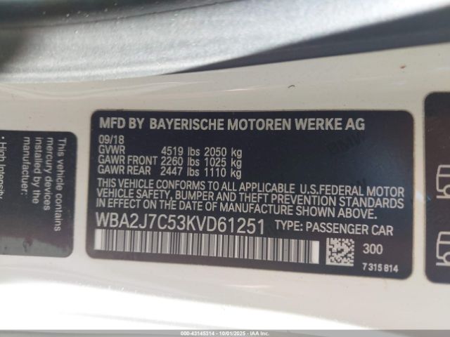 2019 BMW M240I WBA2J7C53KVD61251 Photo 8