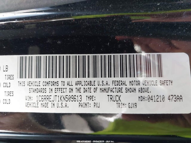 1C6RREJT1KN509613 RAM 2019