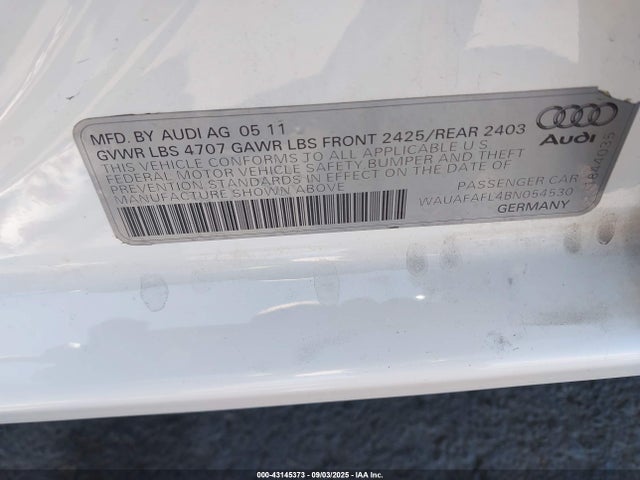 2011 AUDI A4 WAUAFAFL4BN054530 Photo 8