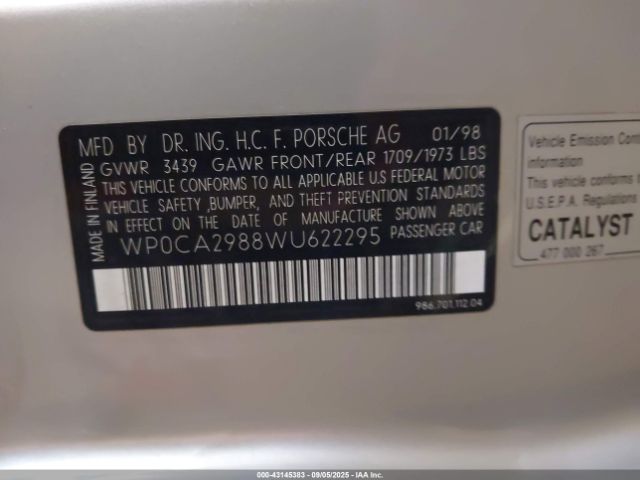 1998 PORSCHE BOXSTER WP0CA2988WU622295 Photo 8