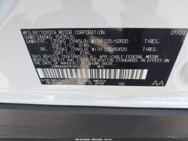 JTMAAAAA9PA007628 Toyota Bz4x Limited