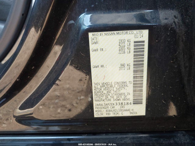 1N4AL3AP2EN338184 Nissan Altima 2.5 S
