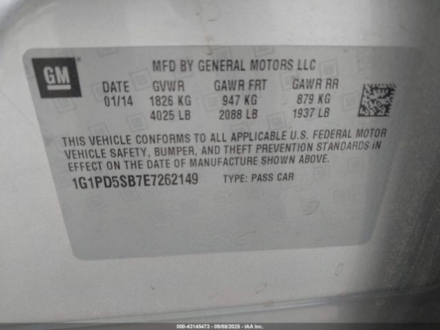 2014 CHEVROLET CRUZE 1G1PD5SB7E7262149 Photo 8