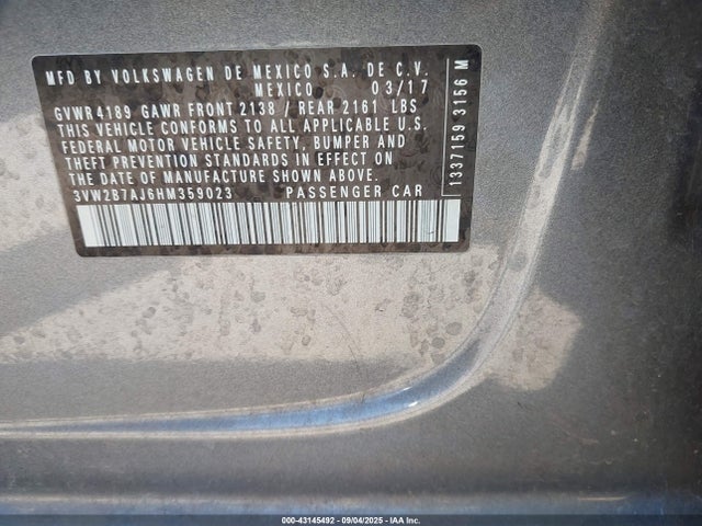 Volkswagen 1.4 tsi 2017 3VW2B7AJ6HM359023 Image 9