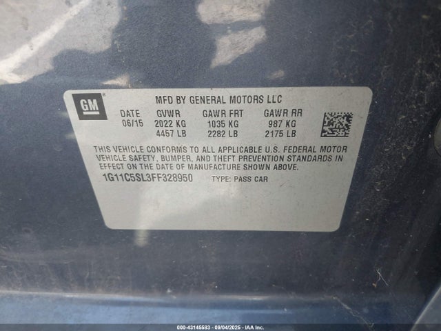 Chevrolet lkw 2015 1G11C5SL3FF328950 Image 9