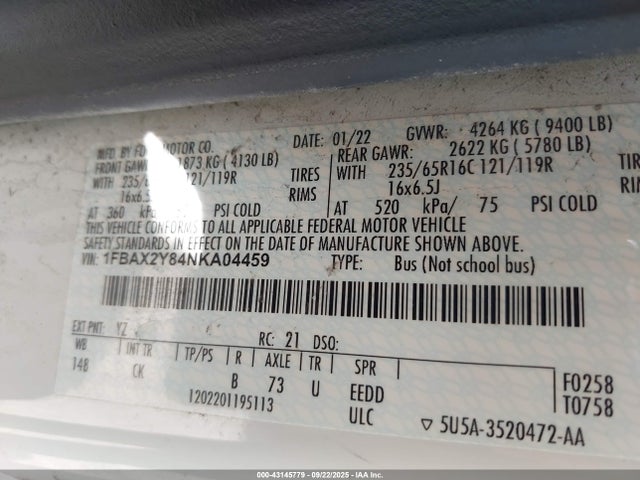 1FBAX2Y84NKA04459 Ford 3.5l v6 cyclone