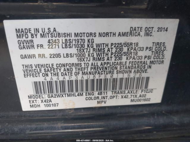 2015 MITSUBISHI OUTLANDER SPORT 4A4AP3AU8FE011626 Photo 8