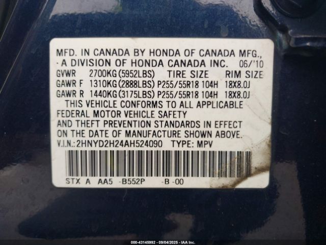 2010 ACURA MDX 2HNYD2H24AH524090 Photo 8