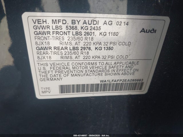 2014 AUDI Q5 WA1LFAFP2EA095663 Photo 8