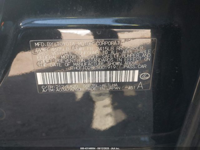 2014 LEXUS IS 250 JTHCF1D28E5001919 Photo 8