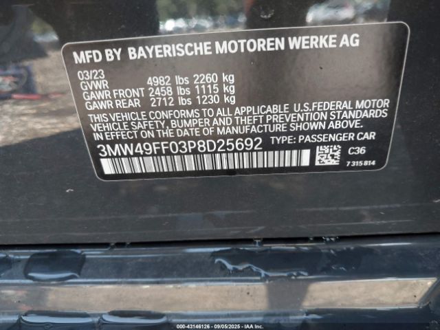 2023 BMW 3 SERIES 3MW49FF03P8D25692 Photo 8