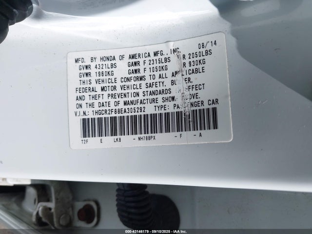 Honda k24w1 2014 1HGCR2F88EA305292 Image 9