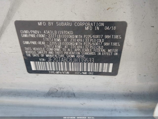 JF2GTABC8JH339533 Subaru naturally aspirated