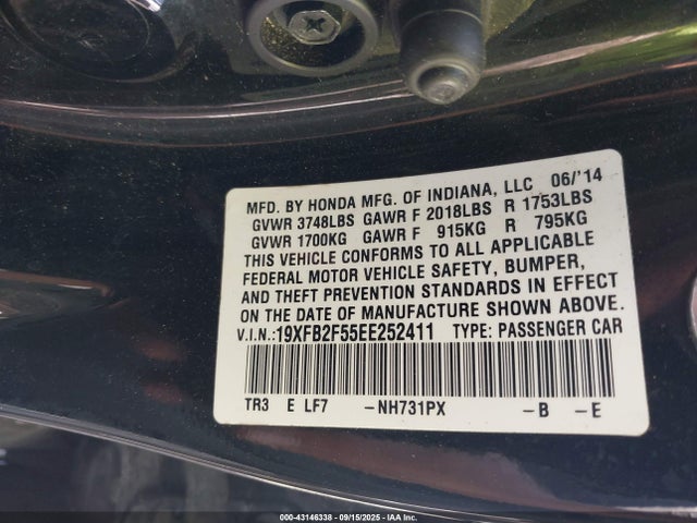 Honda r18z1 2014 19XFB2F55EE252411 Image 9