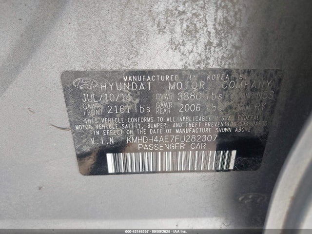 Hyundai dohc mpi nu 2015 KMHDH4AE7FU282307 Image 9