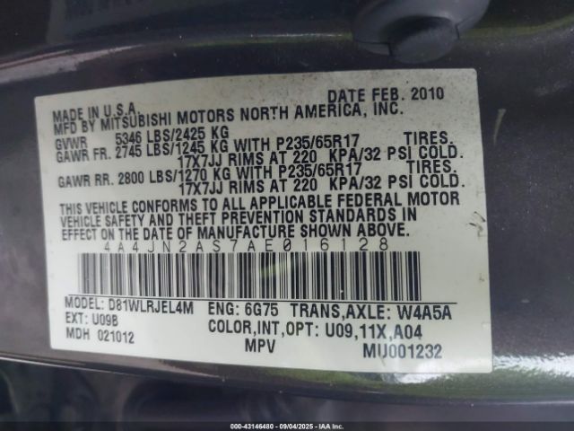 2010 MITSUBISHI ENDEAVOR 4A4JN2AS7AE016128 Photo 8