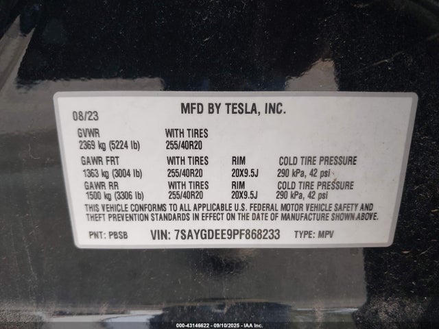 2023 TESLA MODEL Y 7SAYGDEE9PF868233 Photo 8