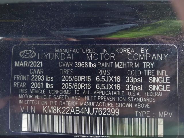 2022 HYUNDAI KONA KM8K22AB4NU762399 Photo 8