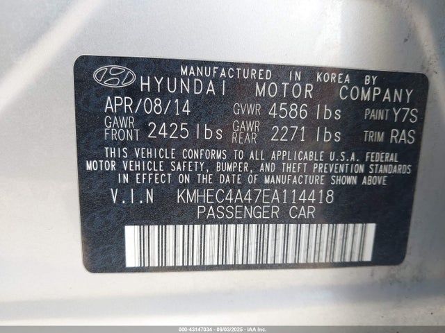 Hyundai Sonata 2014 KMHEC4A47EA114418 Image 9