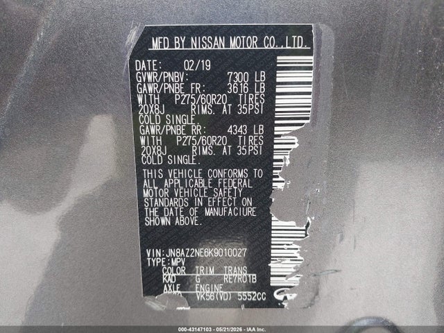 Продажа на аукционе авто 2019 Infiniti Qx80 Luxe, vin: JN8AZ2NE6K9236374, номер лота: 43147103
